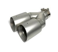 Car Exhaust Pipe Tailpipe One Piece Matte Double Length Short Stainless Steel With Mesh Exhaust Pipe Automotive Universal Muffler Exhaust Tail Piece Tip(67-101MM Right)