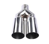 Car Exhaust Pipe Universal 63mm Inlet 76mm Outlet Double Cylinder Stainless Steel Exhaust Tailpipe Muffler For Car System Replacement Rear Muffler Tip