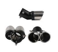 car exhaust pipe Universal Car Auto Round Exhaust Muffler Tip Stainless Steel Exhause 2 Outlet Slant Cut Tail Rear for Chrome for Pipe Throat Liner(A)