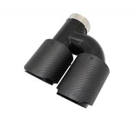 Car Exhaust Pipe Universal Car Carbon Fiber Matte Muffler Tip H Shape Double Exit Exhaust Pipe Mufflers Nozzle Decoration(Left 51mm-76mm)