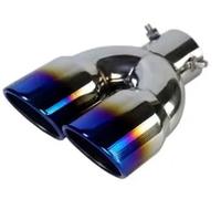 Car Exhaust Pipe Universal Car Inlet Double-Barrel Rear Exhaust Tip Tail Pipe Muffler Outlet Stainless Steel Accessories(Blue A)