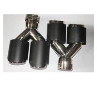 Car Exhaust Pipe Universal Muffler Tips Dual Pipe Quad Tips 2PCS 2.5" 63mm Inlet 3.5" 89mm Outlet Carbon Fiber Exhaust Tip Muffler Tail Pipe(57MM IN-101MM OUT)