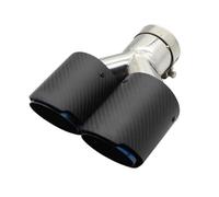 Car Exhaust Pipe Universal Stainless Blue Car Carbon Fiber Matte Muffler Tip Y Shape Double Exit Exhaust Pipe Mufflers Nozzle Decoration(Left 60-76mm)