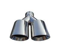 Car Exhaust Pipes 1 Pcs Universal Car Stainless Steel Tail Throat Silencer Length Y-Shaped Double Out Twill Glossy Exhaust Muffler Tip(66mm-101mm)