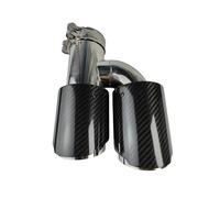 Car Exhaust Pipes 1 Pcs Universal Car Tail Throat Silencer Burnishing H-Shaped Double Out Twill Glossy Exhaust Muffler Tip(51mm-101mm-Left)