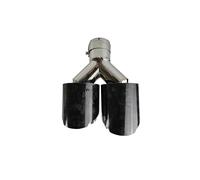 Car Exhaust Pipes 1 Pcs Universal Car Tail Throat Silencer Forged Y-Shaped Double Out Twill Glossy Exhaust Muffler Tip(60mm-101mm-Left)