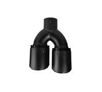 Car Exhaust Pipes 1 Pcs Universal Car Tail Throat Stainless Steel Silencer Black Double Outlet Twill Matte Exhaust Tip(63.5mm-89mm-Left)