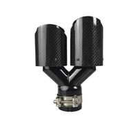 Car Exhaust Pipes Universal Car Carbon Fibre Tail Throat Length Black Y-Shaped Double Out Twill Glossy Exhaust Muffler Tip(63.5mm-76mm-Right)