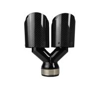 Car Exhaust Tail 1 Pcs Universal Car Carbon Fibre Tail Throat Silencer Same Length Black Y-Shaped Double Out Twill Glossy Exhaust Muffler Tip Exhaust Pipe(63.5mm-114mm)