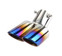 Car Exhaust Tail 1PCS Universal 63MM Inlet Double-tube Curved Tailpipe Muffler Tip Stainless Steel Dual Trim ModifiedCar Rear Tail Throat Liner(Blued)