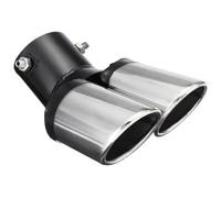 Car Exhaust Tail 62mm Car Decoration Chrome Tail Pipe Stainless Steel Curved Dual-outlet Exhaust Trim Muffler Universal Pipes(1pc)
