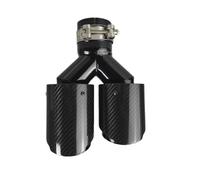 Car Exhaust Tail Car Carbon Fiber Glossy Muffler Tip Y Shape Double Exit Exhaust Pipe Mufflers Nozzle Decoration Universal Stainless Black Exhaust Pipe(51mm-89mm-Right)