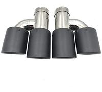 Car Exhaust Tail End Pipe Car Tailpipe 2PCS Left Right H Style Carbon Fiber Exhaust Tip Matte Color Exhaust Pipe Muffler For Any Cars Carbon Fiber(63mm in 76mm Out)