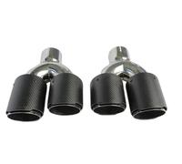 Car Exhaust Tail Pipe 1 Piar Y Style Glossy Carbon Blue Stainless Steel Exhaust Dual Tips Universal Car For Benz(IN 60MM OUT 76MM)