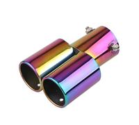 Car Exhaust Tail Pipe 63MM 2.5" Inlet Car Auto Exhaust Muffler Tip Stainless Steel Dual Pipe Trim Modified Rear Tail Throat Liner Inlet Rear Muffler(Neonchrome straight)