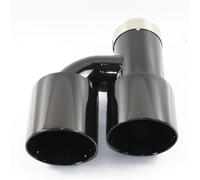 Car Exhaust Tail Pipe Car Accessories Stainless Steel And Bright Face Without Marked H-type Double Outlet Straight Edge Exhaust Pipe Tailpipe Exhaust Tail Piece Tip(G60mm out 76mm)(D63mm out 101m