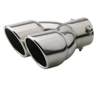 Car Exhaust Tail Pipe Car Exhaust Pipe Universal Double Outlet Muffler Tip Stainless Steel Chrome Silver Rear Tail Throat Tailpipe Straight(Silver straight)