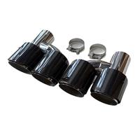 Car Exhaust Tail Pipe Car Glossy Carbon Fiber Exhaust System Muffler Pipe Universal H Type Left+Right Dual Outlet Tips 1Pair(ID 54MM-OD 89MM)