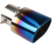 Car Exhaust Tail Pipe Exhaust Tip Pipe Muffler Tips Square Double Silencer Universal Car For 1.5-2.25 Inch Inlet Tailpipe(Dual Curved Blue)