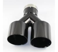 Car Exhaust Tail Pipe Stainless Steel And Bright Face Without Marked Y-type Double Outlet Straight Edge Exhaust Pipe Tailpipe Car Accessories Exhaust Tail Piece Tip(B63mm out 76mm)(D66mm out 101m