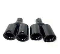 Car Exhaust Tail Pipe Tail Throat 1Pair Quad Exhaust Muffler Tips Carbon Fiber Double Tail End Pipes System Nozzle For BMW Series(ID 80MM-OD 93MM)