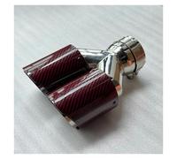 Car Exhaust Tail Pipe Tail Throat 1Pc Dual Exhaust Tip Glossy Red Carbon Fiber Double Tailpipe Pipe Tail Throat Muffler Universal(ID 70MM-OD 89MM)