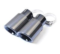 Car Exhaust Tail Pipe Tail Throat 2PC Car Modified Glossy Black Carbon Fiber Bevel Muffler End Pipe Stainless Steel Exhaust Tip For E63(54-89mm)