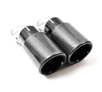 Car Exhaust Tail Pipe Tip 1 Pc Car Universal Glossy Black Bevel Exhaust Pipe Full Carbon Fiber Muffler Tip With 145mm Length(60-89 Black)