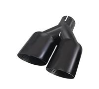 Car Exhaust Tail Pipe Tip Double Outlet Exhaust Tips Frosted Stainless Steel Car Muffler System Universal Suitable For 51mm 60mm 63mm Nozzle(L in51-out89mm)