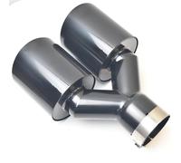 Car Exhaust Tail Pipe Tip R Dual Car Modification Glossy Black Stainless Steel Universal Exhaust Pipe Double Muffler Tip Equal Length Slash Cut(63-89)