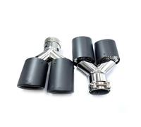 Car Exhaust Tail Throat 2Pcs Matt Carbon Fibre Styling Stainless Steel Universal Dual Automobile Exhaust Pipe Muffler Modification(ID 48mm-OD 89mm)
