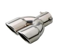 Car Exhaust Tail Universal 63mm Inlet Double Rear Exhaust Tip Tail Muffler Thicken Stainless Steel Car Chrome Round Pipe Exhaust Pipe(Silver straight)