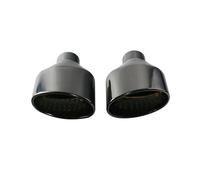 Car Exhaust Tailpipe 1 Pair Stainless Steel 304 Exhaust End Tip Universal Car 2.5inch Oval Slant Muffler Tail Pipe For RS3 RS4 RS5 A4 A5 A6(Black)