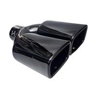 Car Exhaust Tailpipe 1 PCS Stainless Steel Muffler Tip System Pipe Universal Square Double Outlet Exhaust Car Accessories Inlet 60mm(Titanium black)