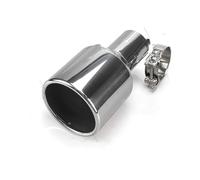 Car Exhaust Tailpipe 1PCS 114mm Outlet Universal Car Accessories Silver Curly Flange Muffler Exhaust Stainless Steel Tip Rear Exhaust Pipe End Throat(Flat cut-lnlet51mm)