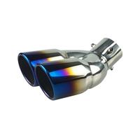 Car Exhaust Tailpipe 1PCS Car Bending Exhaust Tip Stainless Steel Universal Dual Muffler Rear Tail Pipe Nozzle Rear Exhaust Pipe End Throat(Blue)