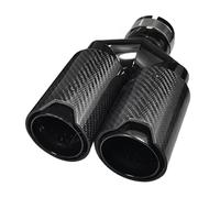 Car Exhaust Tailpipe 1pcs Glossy Black Carbon Fiber 80mm Outlet Muffler Tip Y-Shape Double Exit Exhaust Pipe Universal Car Accessories(Inlet63-93right)