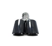 Car exhaust tailpipe 1Pcs Universal Dual Exhaust Tip Glossy Carbon Fiber tailpipe Tail for Quad Muffler With for Remus Logo(63MM IN-76MM OUT)