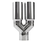 Car Exhaust Tailpipe 1Pcs Universal Exhaust Tip Car Modify Double Outlet Pipe Nozzle Decoration Stainless Tail Pipes Muffler Tail Throat Tail Pipe