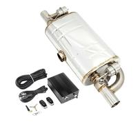 Car Exhaust Tailpipe 2/2.5/2.75/3'' Universal T shape Exhaust Muffler Double Outlet 1 Inlet Dump Valve Exhaust Cutout W/Black Controller Set(63MM with Pump)