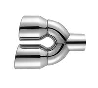 Car Exhaust Tailpipe 2.5" in 3.5'' out 9.5" Long Bolt-on Dual Exhaust Tip Rolled Square End 1 Change Two Double Edge Bent Tailpipe Tip