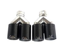 Car Exhaust Tailpipe 2Piece Quad Exhaust Muffler Tips Carbon Fiber Double Tail End Pipes Nozzle Tail Throat Tail Pipe(63mm)