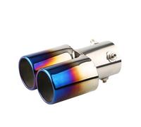Car Exhaust Tailpipe 63MM 2.5" Inlet Car Auto Exhaust Muffler Tip Stainless Steel Dual Pipe Trim Modified Car Rear Tail Throat Liner Universal(Burnt blue straight)