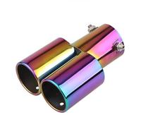 Car Exhaust Tailpipe 63MM 2.5" Inlet Car Auto Exhaust Muffler Tip Stainless Steel Dual Pipe Trim Modified Rear Tail Throat Liner For Most Cars