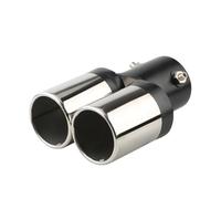 Car Exhaust Tailpipe 63MM 2.5" Inlet Car Exhaust Muffler Tip Stainless Steel Dual Pipe Trim Modified Rear Tail Throat Liner(Blackchrome straight)
