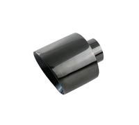 Car Exhaust Tailpipe Car Exhaust End Tip Interface 63mm 76mm Slant Oval Outlet 127mm Universal Stainless Steel Auto Muffler Tail Pipe Nozzle Rear Exhaust Pipe End Throat(Black76mm withoutlogo)