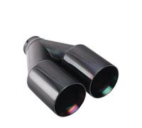 Car Exhaust Tailpipe Car Exhaust Tail Pipe Interface 51mm 63mm Flat Dual Outlet Universal Stainless Steel Muffler Tips Black Rear Exhaust Pipe End Throat(89MM)