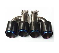 Car Exhaust Tailpipe For Benz 2PCS H Style Universal Dual No Logo Glossy Carbon Fiber Exhaust Tip Blue Steel Pipe Muffler Rear Exhaust Pipe End Throat(57MM IN 101MM OUT)