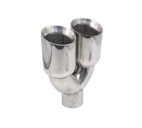 Car Exhaust Tailpipe For BMW Car Double Outlet 63MM Exhaust Muffler Tip Universal 2.5inch Inlet 89/101mm Stainless Steel Wall(63-101MMSilver)