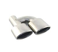Car Exhaust Tailpipe Interface 63mm Dual Outlet Car Exhaust Tip Slant Rolled Edge Auto Muffler Tail Pipe Stainless Steel For W211 W204 C63 Rear Exhaust Pipe End Throat(L)